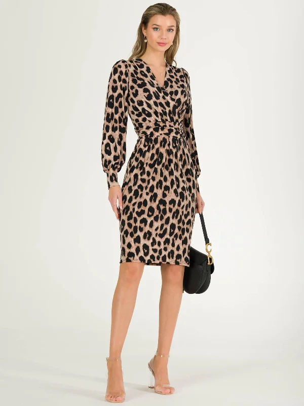 Chantal Jersey Long Sleeve Shift Dress, Pink Animal