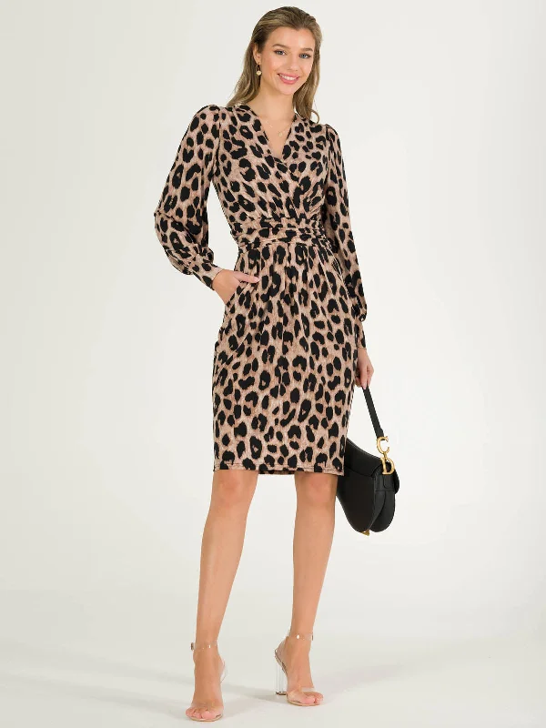 Chantal Jersey Long Sleeve Shift Dress, Pink Animal