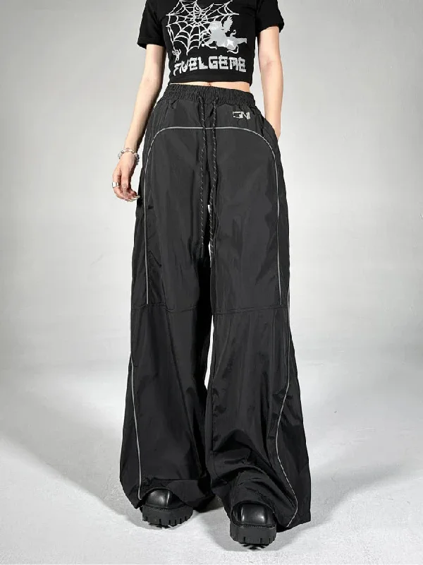 Fashion Reflective Stripe Jogger Wide Leg Trousers Y2k Pants