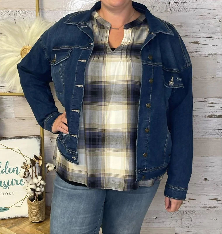 Curvy Jacket In Dark Denim