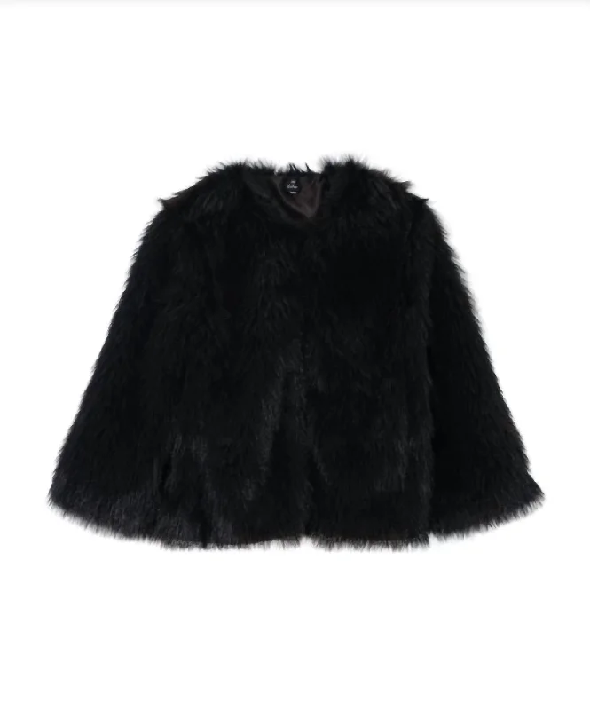 Faux Fur Cropped Nirvana Jacket In Black