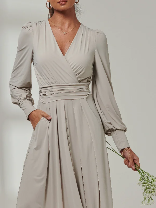 Giulia Long Sleeve Maxi Dress, Dove