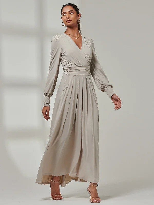 Giulia Long Sleeve Maxi Dress, Dove