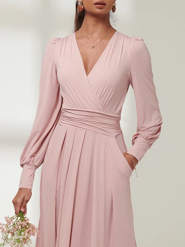 Giulia Long Sleeve Maxi Dress, Dusty Pink