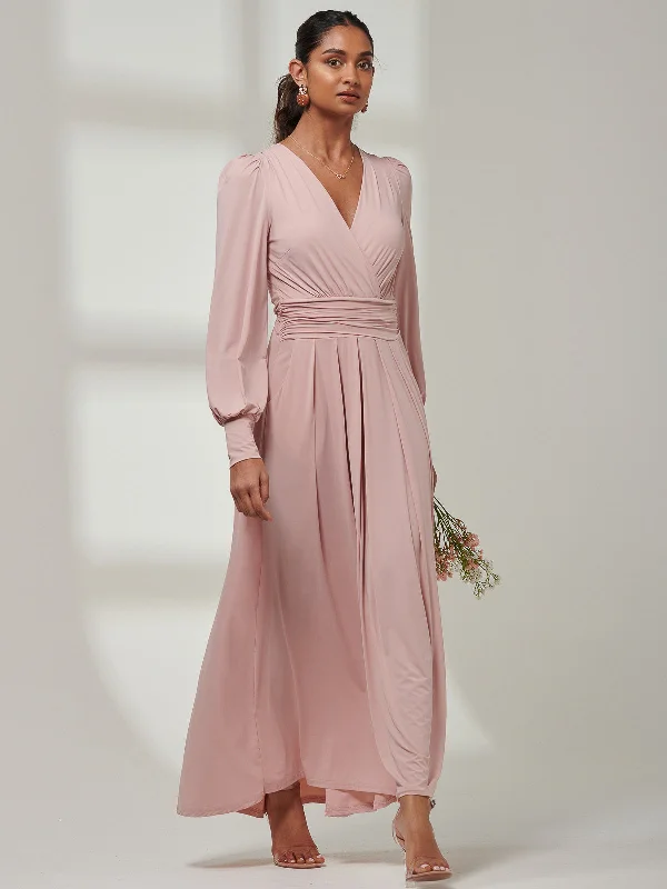 Giulia Long Sleeve Maxi Dress, Dusty Pink