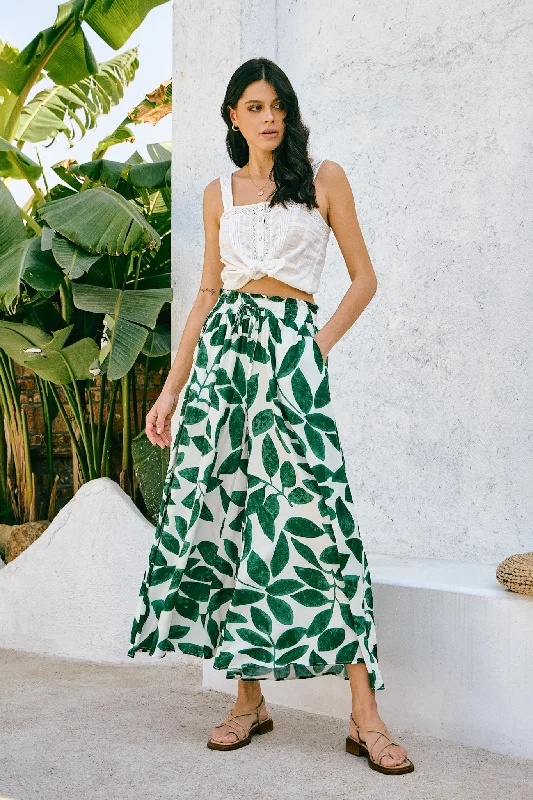 Ivy Green Tropical Wide Leg Cropped Pants