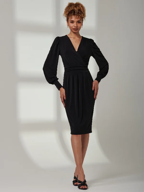 Kinslee Long Sleeve Pegged Dress, Black