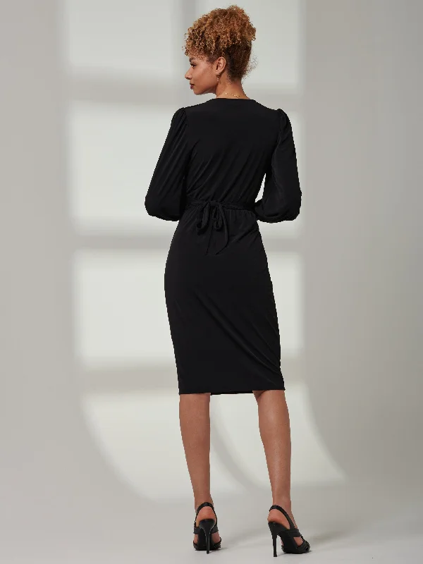 Kinslee Long Sleeve Pegged Dress, Black