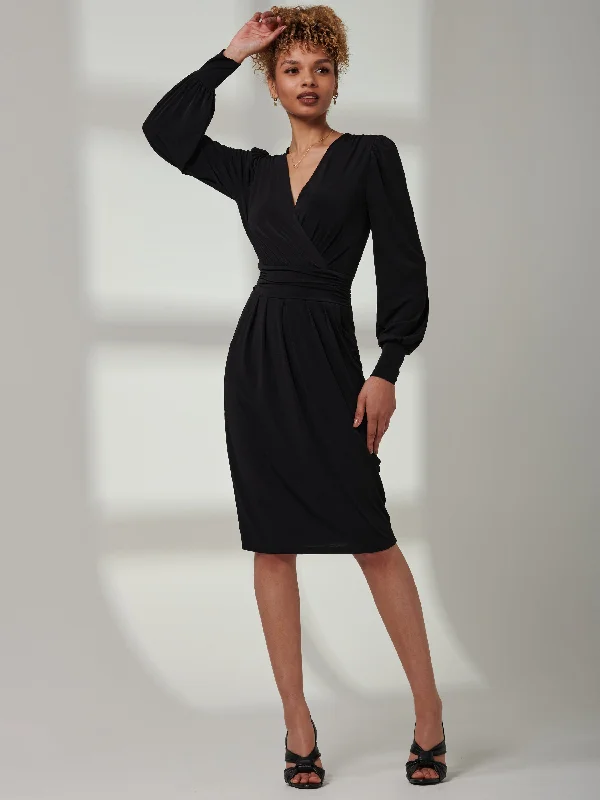 Kinslee Long Sleeve Pegged Dress, Black