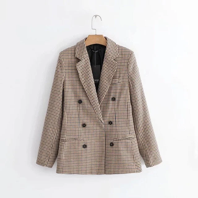 Long Sleeve Turn-down Collar Coat Women Clothing Plaid blazers Female 2019 Lady Business Jacket Suit Coat Slim Top Outerwear