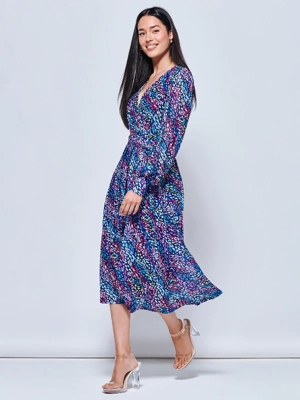 Maaike Long Sleeve Mesh Dress, Navy Multi