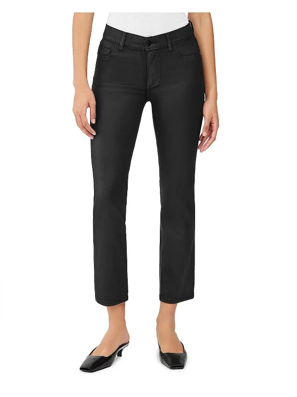 Mara Womens Mid-Rise Cropped Straight Leg Jeans