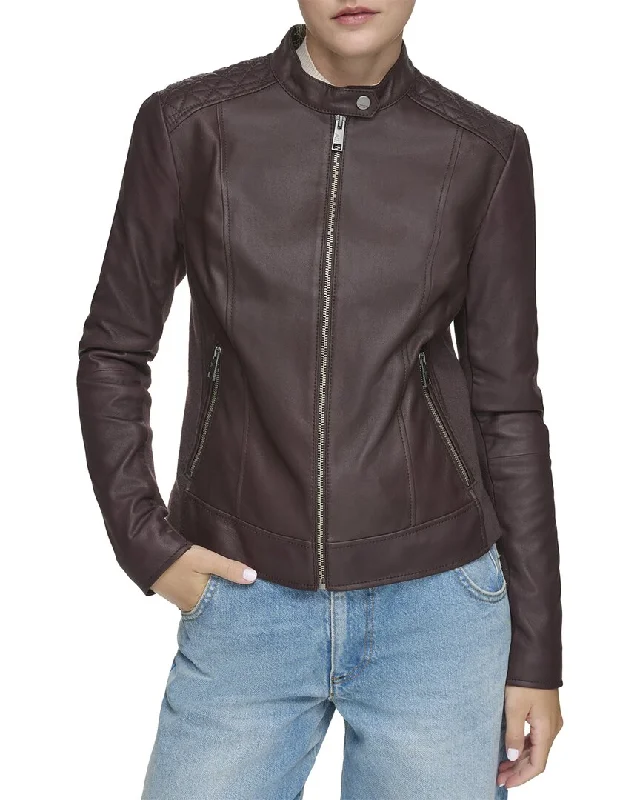 Marc New York Glenbrook Feather Leather Coat