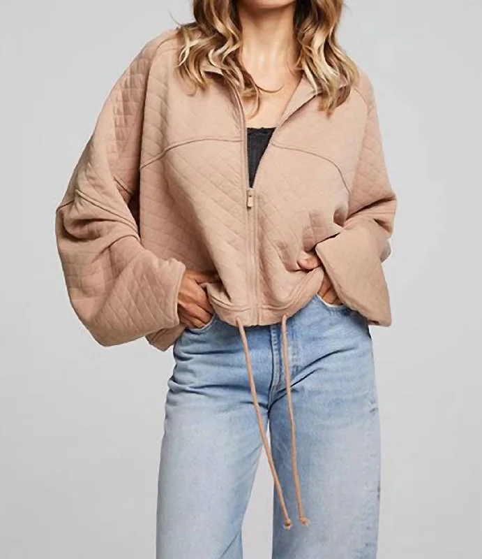 Mccartneyy Zip Up Top In Taupe