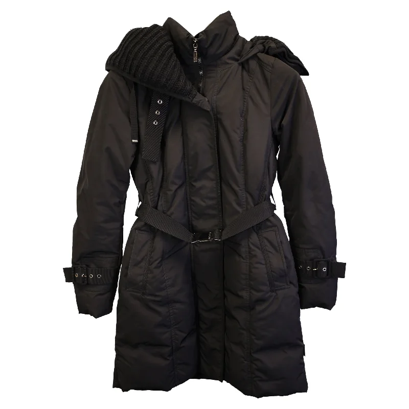 Moncler Belted Parka in Black Nylon