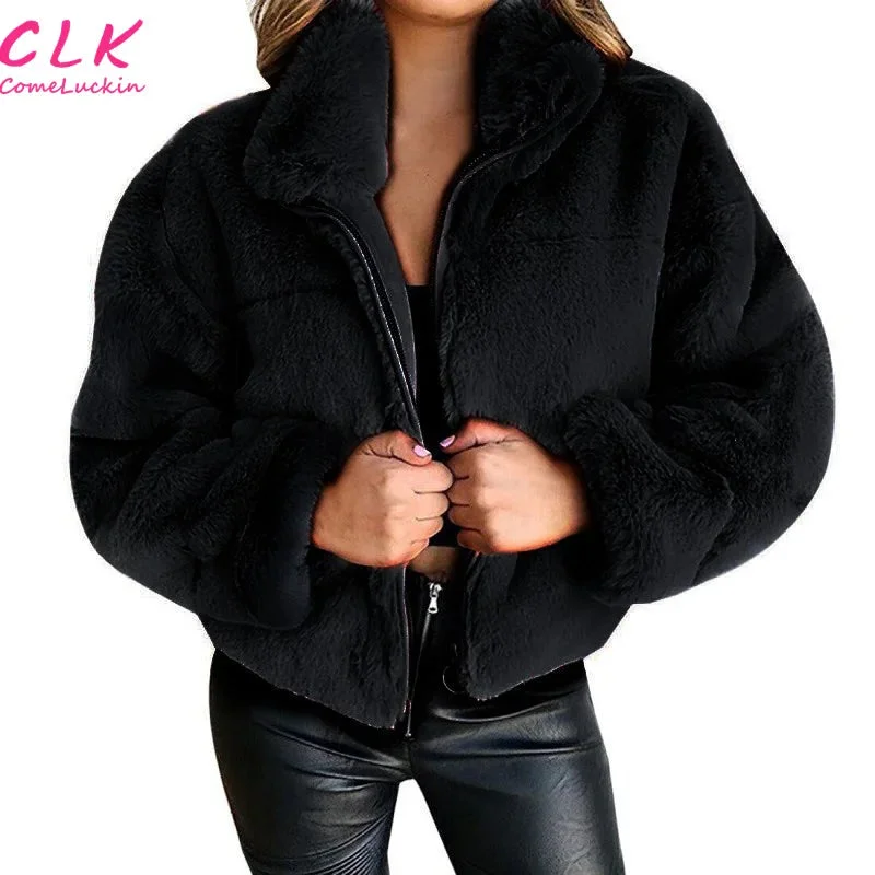 New Arrivals Women Jacket  Autumn And Winter Zipper Cardigan Plush Warm Jacket