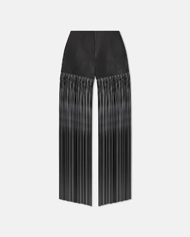 Amalee - Fringed Regenerated Leather Shorts - Black