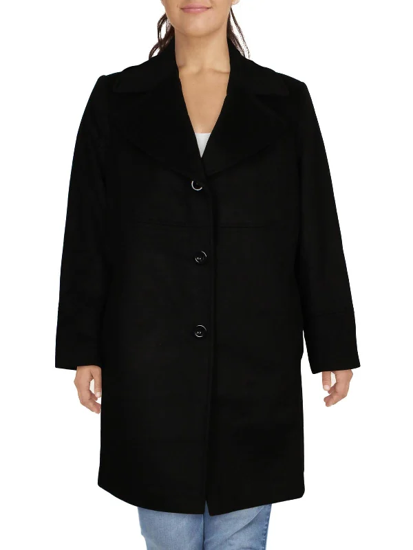 Plus Womens Wool Blend Midi Walker Coat