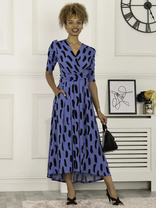 Quanna Stroke Print Jersey Maxi Dress, Royal Blue