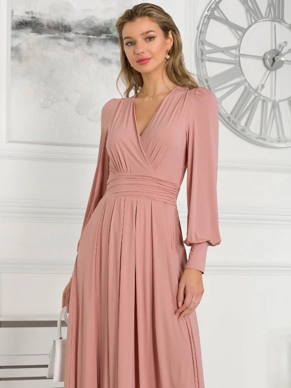 Rashelle Jersey Long Sleeve Maxi Dress, Dusty Pink