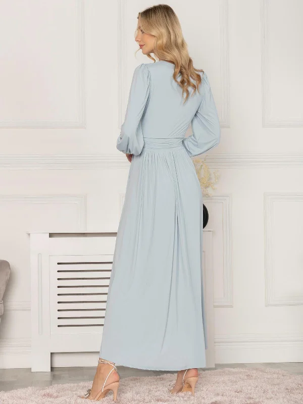 Rashelle Jersey Long Sleeve Maxi Dress, Ice Blue