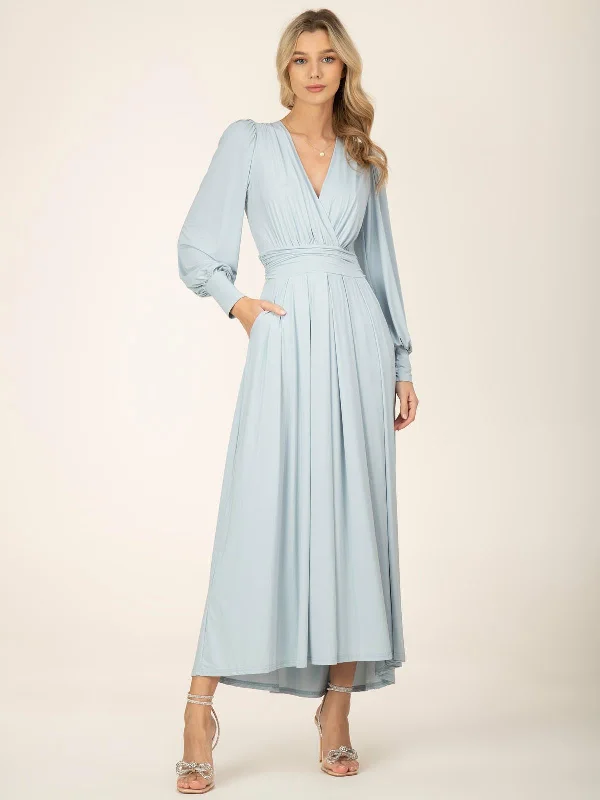 Rashelle Jersey Long Sleeve Maxi Dress, Ice Blue