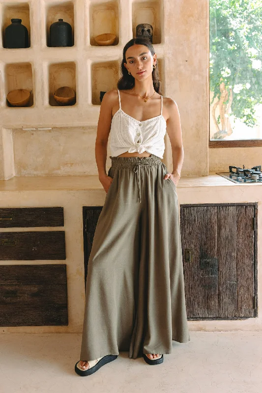 Sol Khaki Green Wide Leg Pants