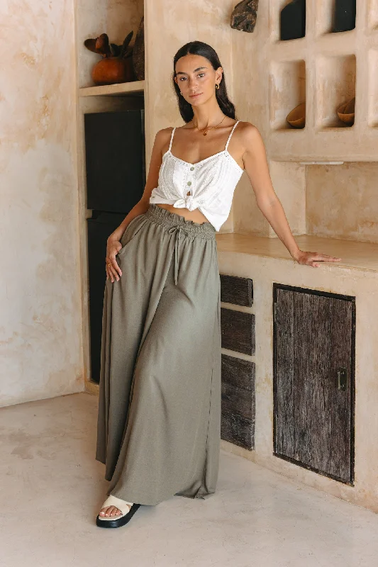 Sol Khaki Green Wide Leg Pants