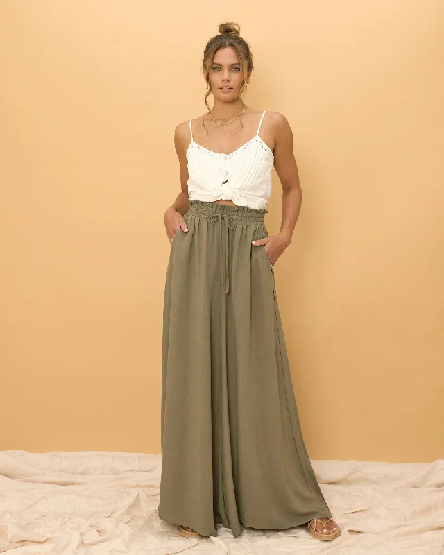 Sol Khaki Green Wide Leg Pants