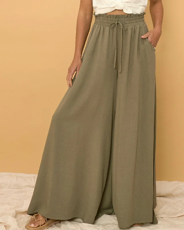 Sol Khaki Green Wide Leg Pants