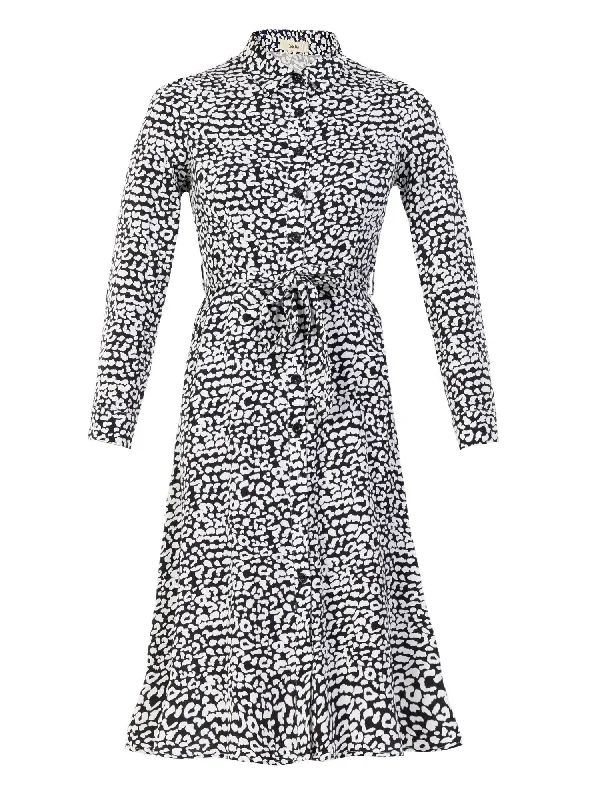 Susan Fit & Flare Shirt Dress , Black Animal