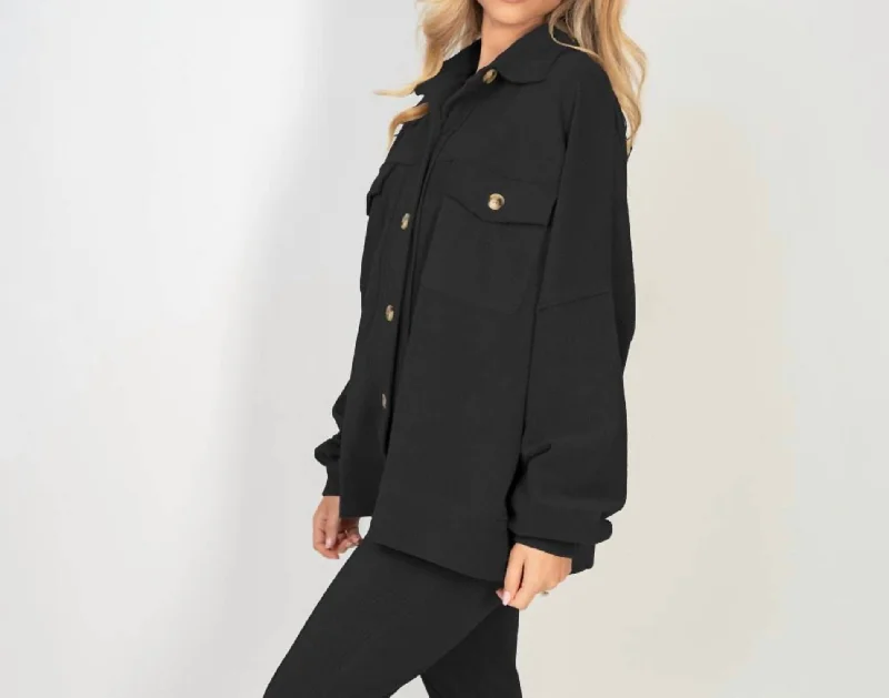 Terry Fleece Jacket In Black