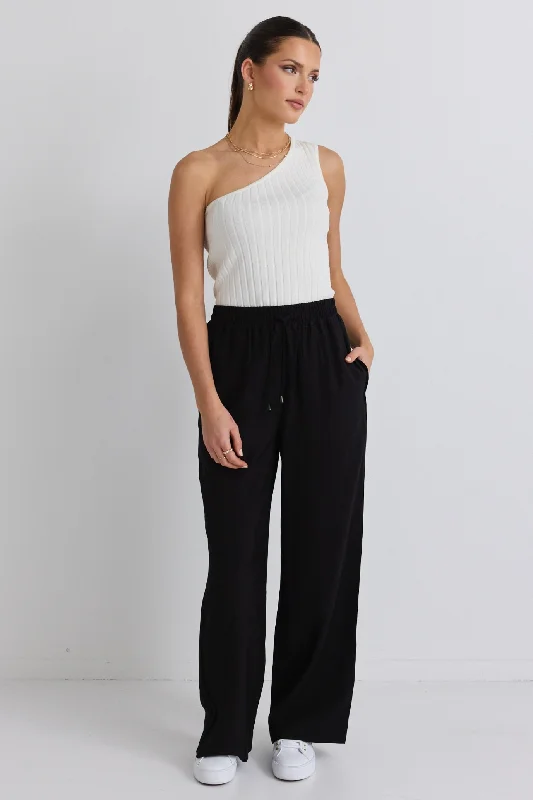 Townie Onyx Velvet Stripe Side Wide Leg Pants