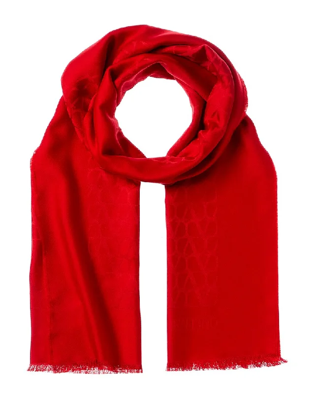 Valentino VLogo Silk & Wool-Blend Scarf