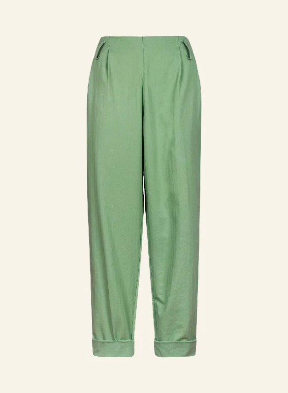 Wilma Trousers - Peapod Green Cotton