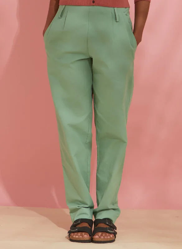 Wilma Trousers - Peapod Green Cotton