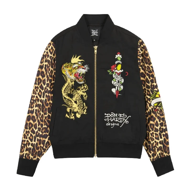 Women's Tiger Dagger Souvenir Jacket In Black Leopard