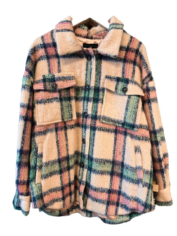 Women's Valery Oversized Button Down Plaid Shacket In Multi