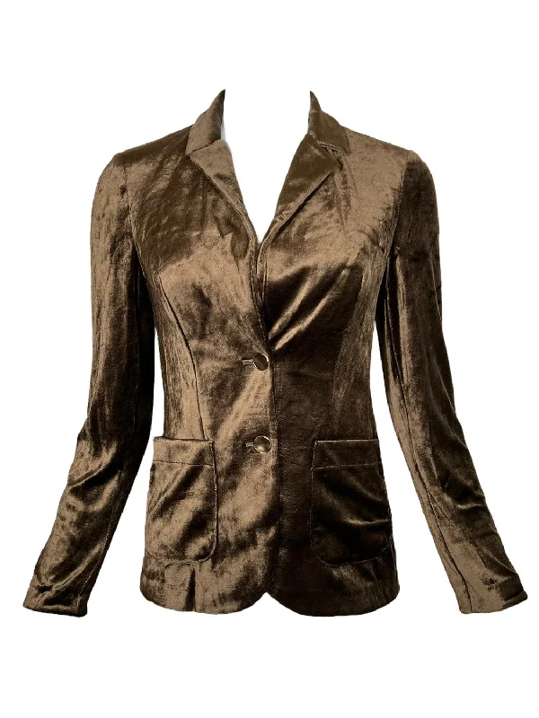 Women's Washed Velvet Blazer In Brown