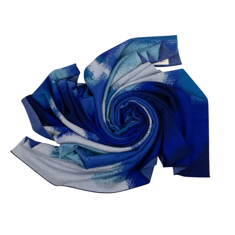 Wool Jacquard Scarf - Blue