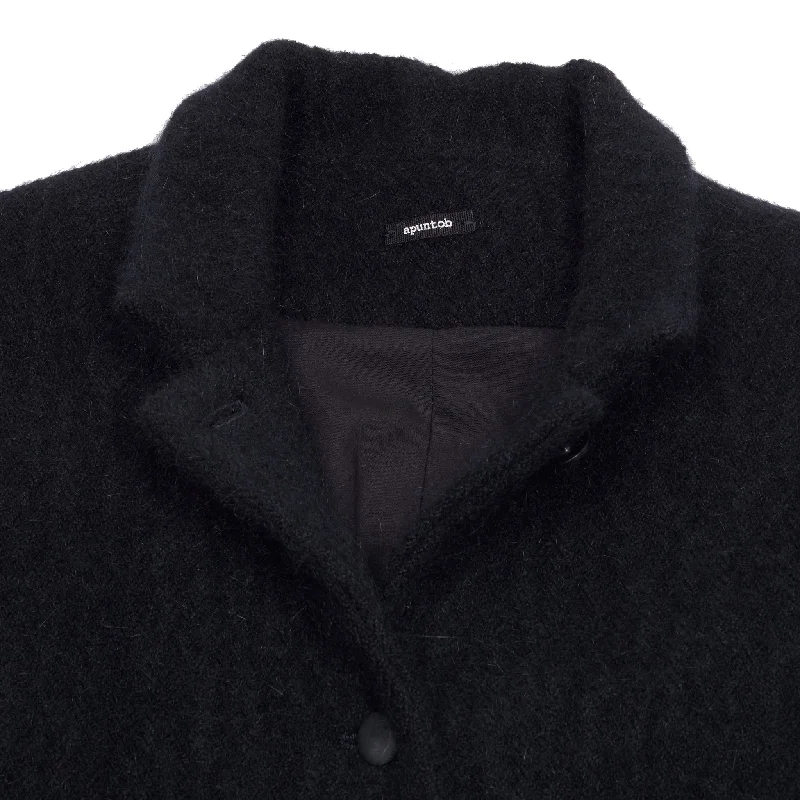 Apuntob Angora/Wool Overcoat in Black