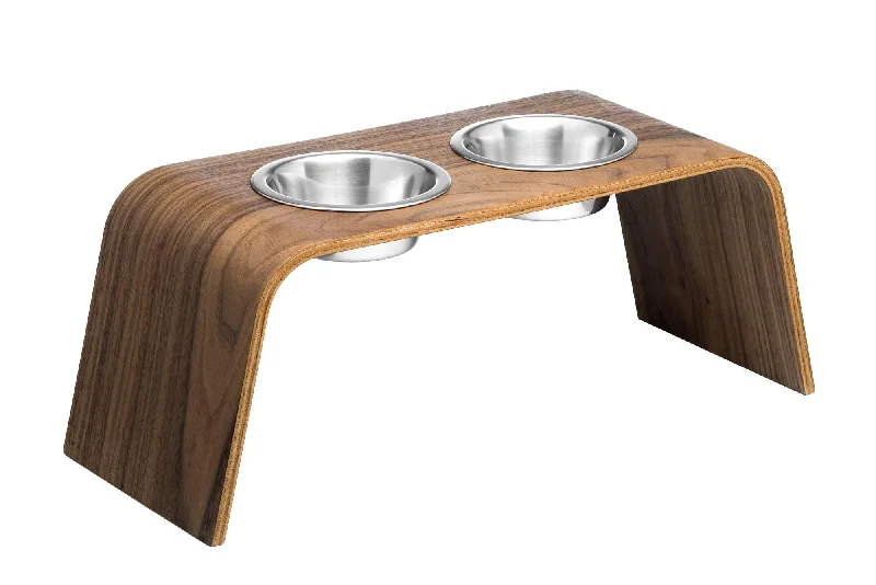 Wooden Elevated Stand for cats and dogs: Walnut / 56x20x20 cm