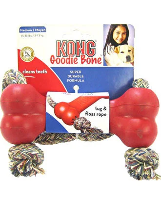 Kong Goodie Bone With Rope Dog Toy Medium