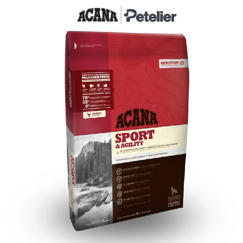 Acana Sport and Agility Dog 11.4kg Dry Premium Food, All Natural Biologically-Approriate