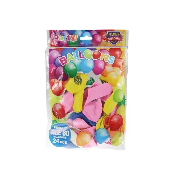 Balloons 24 Pk Aged 60