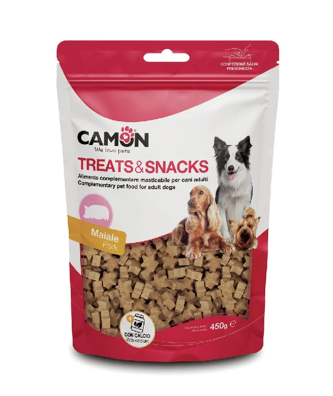 CAMON Snackbox, Poslastice za pse sa svinjetinom i kalcijem, polumeke, 450g