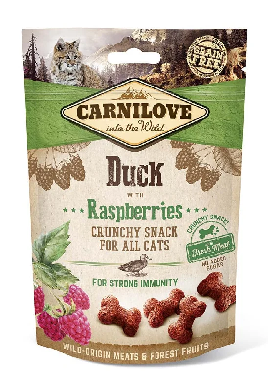 CARNILOVE Crunchy Snack, pačetina s malinama, sa svježim mesom, 50g