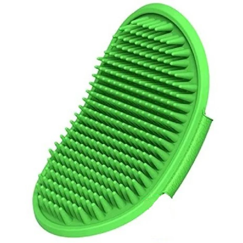 Chullbull Rubber Bristles Hand Brush Comb for Dogs (Green)