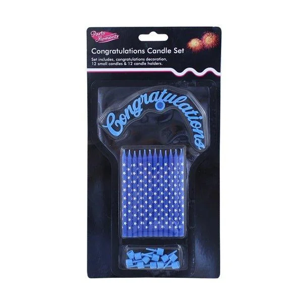 Congratulations Candle Set Blue 12 Pk