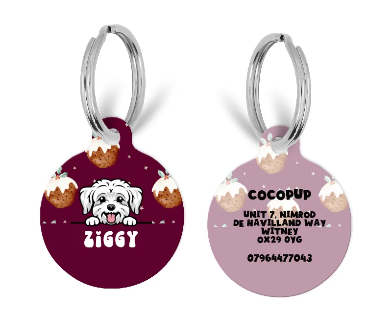 Personalised Dog Cartoon ID Tag - Woofmas Pudding